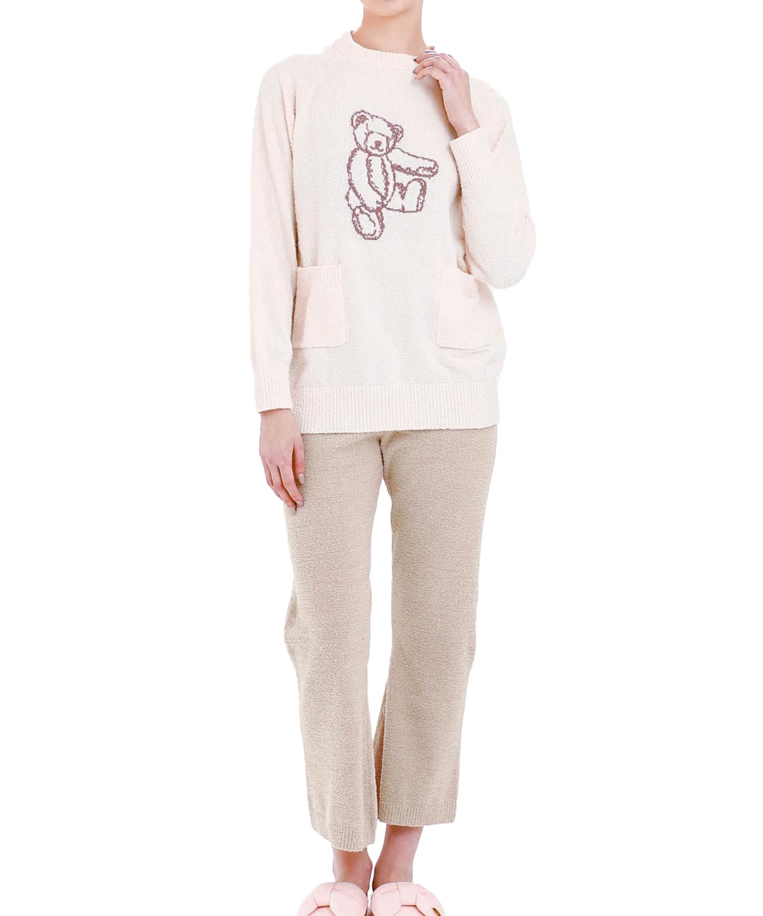 

Pajama Set Mall Knit Teddy Bear Setup Ivory [Narue] Women s