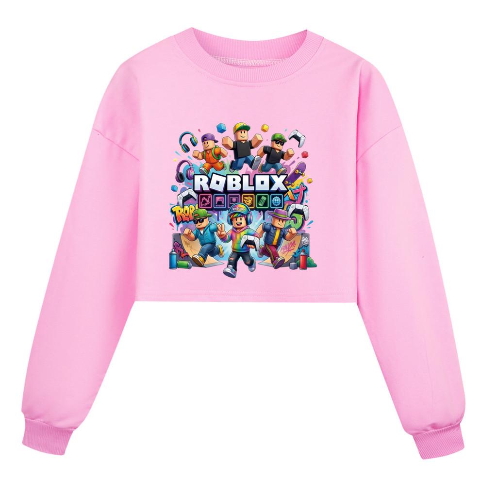 5573 Kinder Mädchen Roblox Aufdruck Rundhals Bunt Langarm Sweatshirt