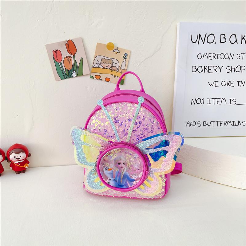 Adorable Korean Style Children's Backpack Lightweight Princess Pu Sequin Toddler Bag For Kindergarten