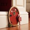 Holiday Home Ornaments Christmas Fairy Door Wall Decoration, Solid Wood with Adhesive Backing Design, Tree Decorations Miniature Tiny for Trunks