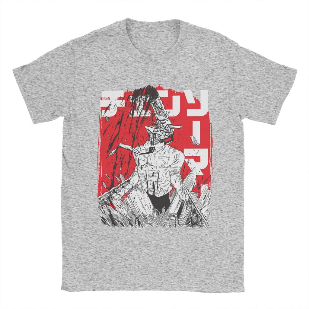 Chainsaw Warrior Chainsaw Man Men's T Shirt Anime Manga Hipster Tee Shirt Short Sleeve O Neck T-Shirts Cotton Classic Clothes
