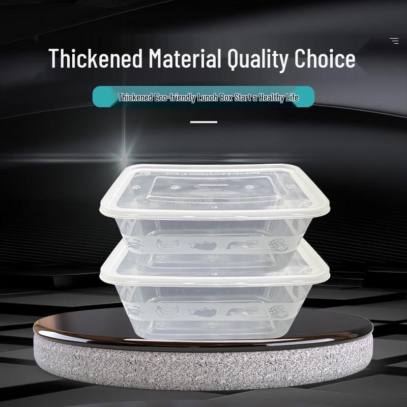 Transparent Disposable Square Takeaway Meal Box with Lid