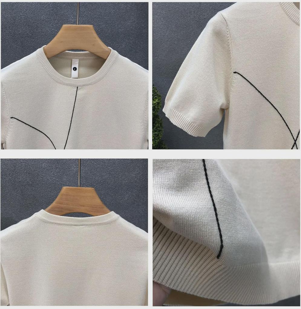 Men's Slim Fit Ice Silk Half-Sleeve T-Shirt, Henry Style