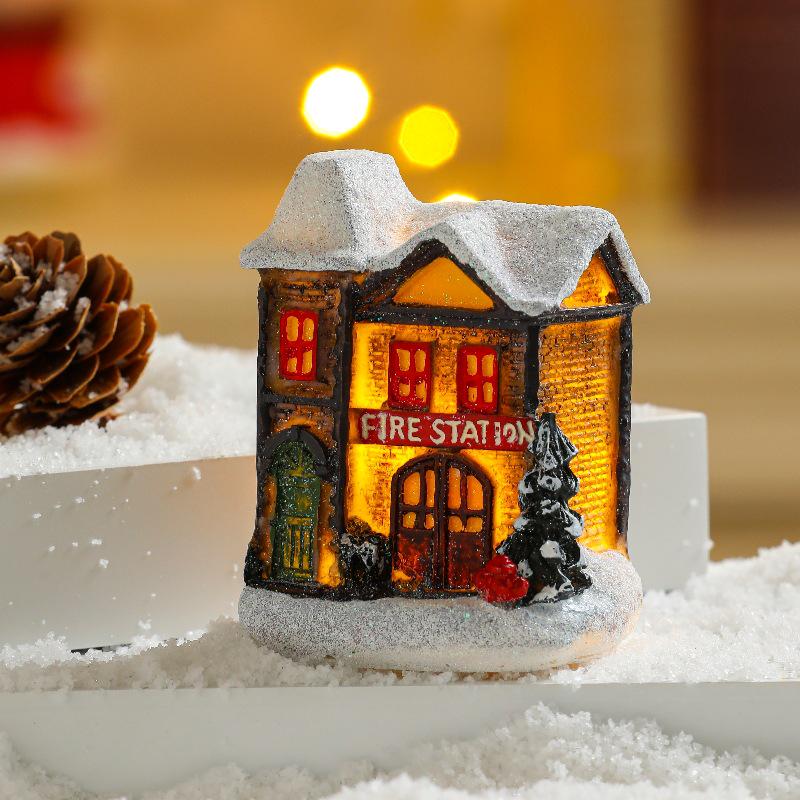 Festive Glowing Resin Small House - Holiday Window Display & Kids' Gift