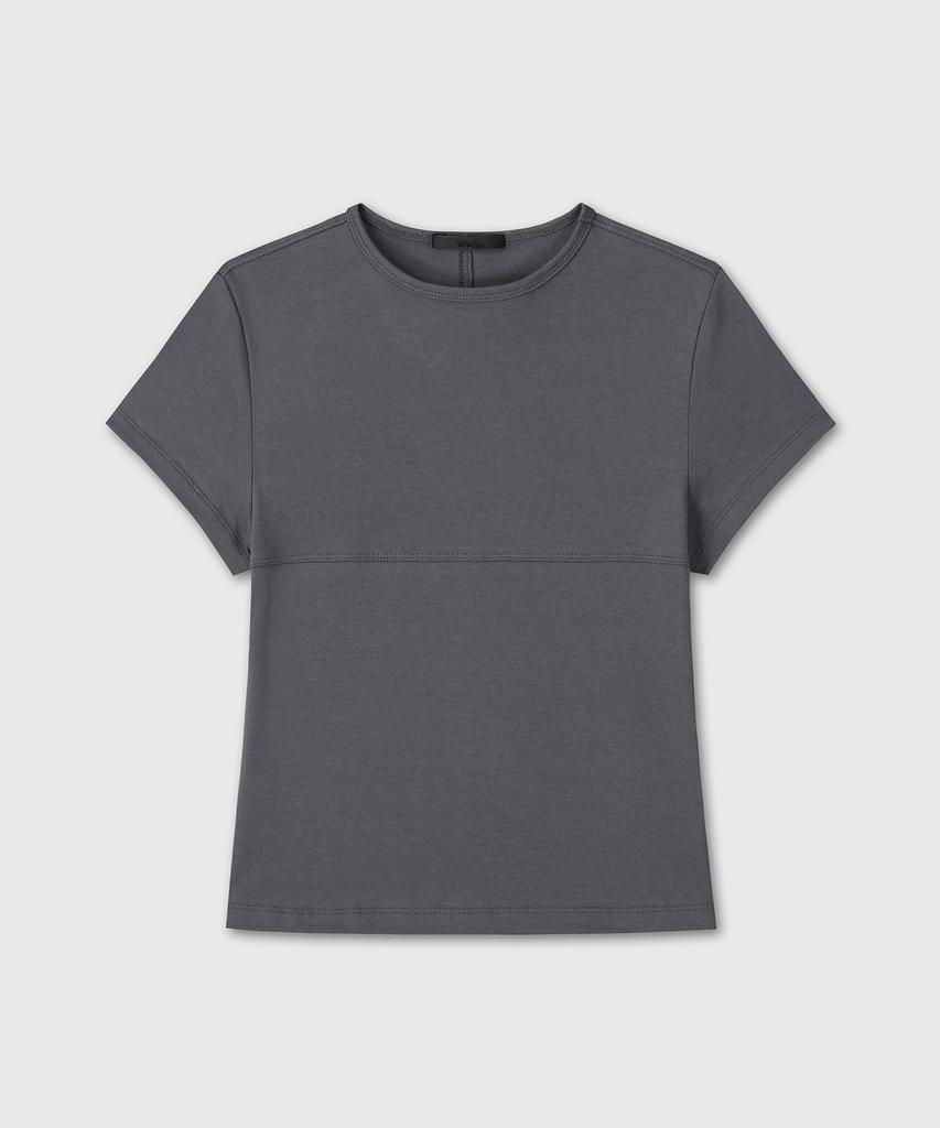 Daibeuinumeon Slim Fit Semi Crop T-Shirts (Charcoal)