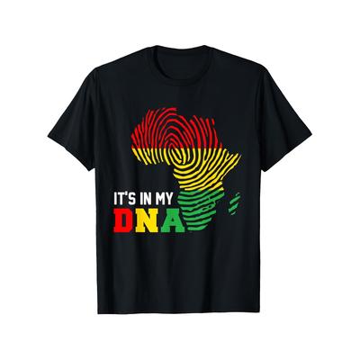 African DNA Fingerprint Graphic Tee Black History Month Casual Cotton TShirt Unisex