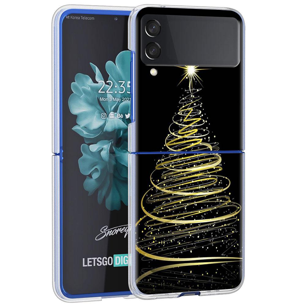 

Чехол Merry Christmas Tree Deer для Samsung Galaxy Z Flip 4 5G Прозрачный жесткий чехол для мобильного телефона ZFlip Clear PC Luxury Coque Samsung Z Flip 4