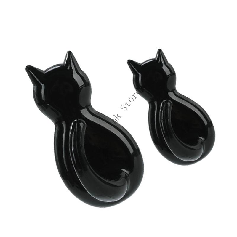 Q1FD 2pcs Easy Installation Decorative Plastic Cats Hooks With Adhesive Backing Storage Organizers For Coats Keys Accessories