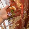 Flowers Red European Jacquard Printed Decorative Doorway Curtains - Elegant Floral Design Perfect for Bedroom, Office, Living Room, Kitchen