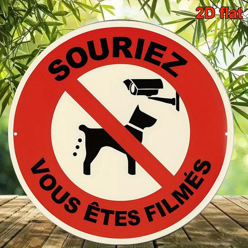 Pc Cm Round French Aluminum Sign Vintage Decorative Plaque About Surveillance Prohibits Dogs from Defecating P