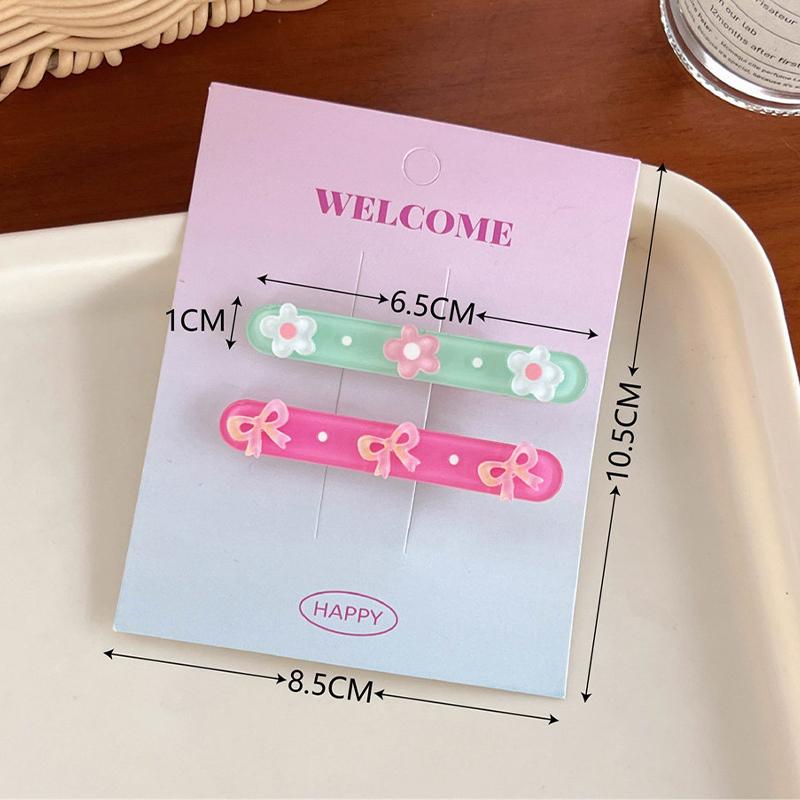 2Pcs Pastoral Style Acrylic Flower Hair Clip For Women Girls Sweet Versatile Bangs Hair Clip  Side Clip Hair Accessories