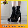 Super hot sexy temperament thick heel Martin boots for women 2025 spring and autumn new models, fashion with skirts, height-increasing short boot
