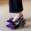 Baotou sandals Korean version pointed head shallow mouth thin heel empty sandals women's spring and summer new flower high heel Baotou women's sandals