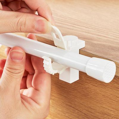 Japanese Style No-Drill Telescopic Curtain Hanging Rod with Hook and Clip Holder