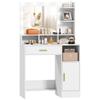 Dressing Table With Mirror And 10 LED Lights Adjustable Brightness Drawer Cupboard And Open Shelves 80x40x135cm White