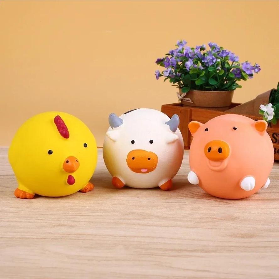 1 Pcs Dog Toys Puppy Screaming Rubber Chicken Pig Cow Toy Dog Latex Squeaky Chew Training Pet Products