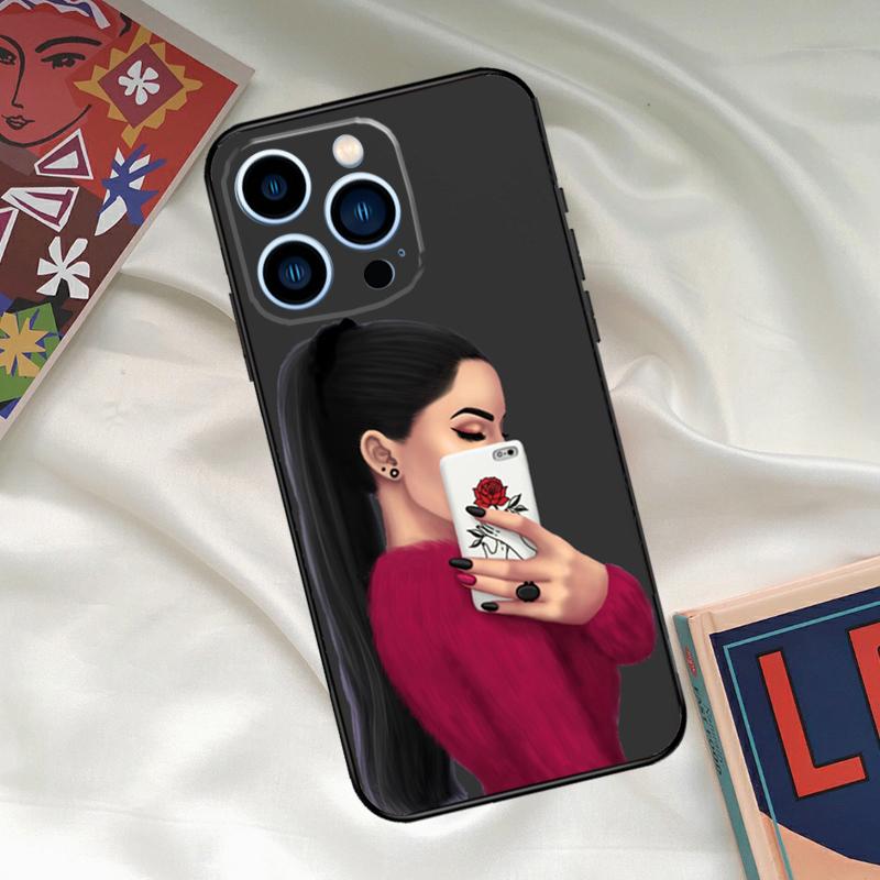 Fashion Girl Art Phone Case For iPhone 16 15 14 13 12 11 17 Pro Max 15 16 Plus 12 Mini 16e 17 Air Funda Cover
