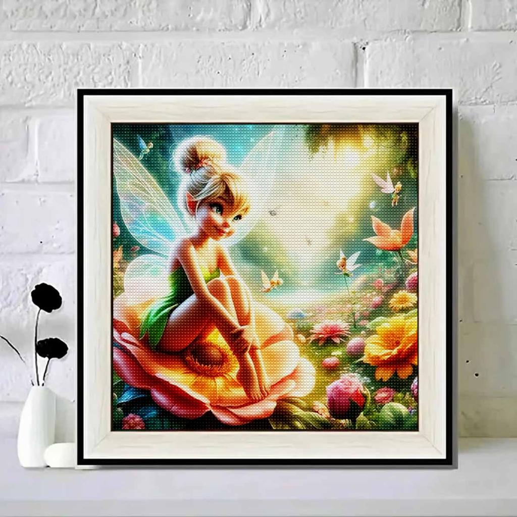 5D DIY Diamond Painting Decorative Flower Fairy Flowers Looks Back Full Round Drill Scenery Diamond Embroidery Cross Stitch Kits Home Decor Gift