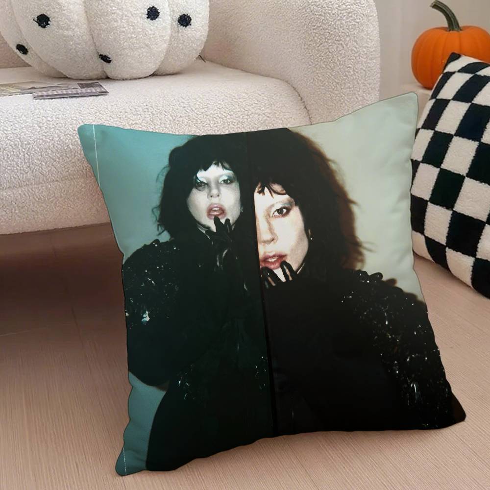 Singer L-Lady Gaga Mayhem Pillow Case Anti-dustmite Pillowcase Invisible Zipper Silky Short Plush Sofa Cushion Cover
