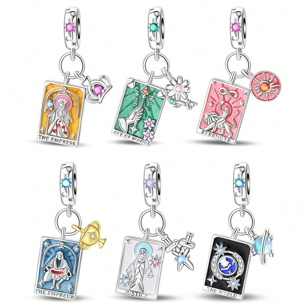 Hot Sale Charms Bead 925 Silver Tarot of the Holy Mother Emperor Fit Bangle Bracelet Necklace DIY Jewelry