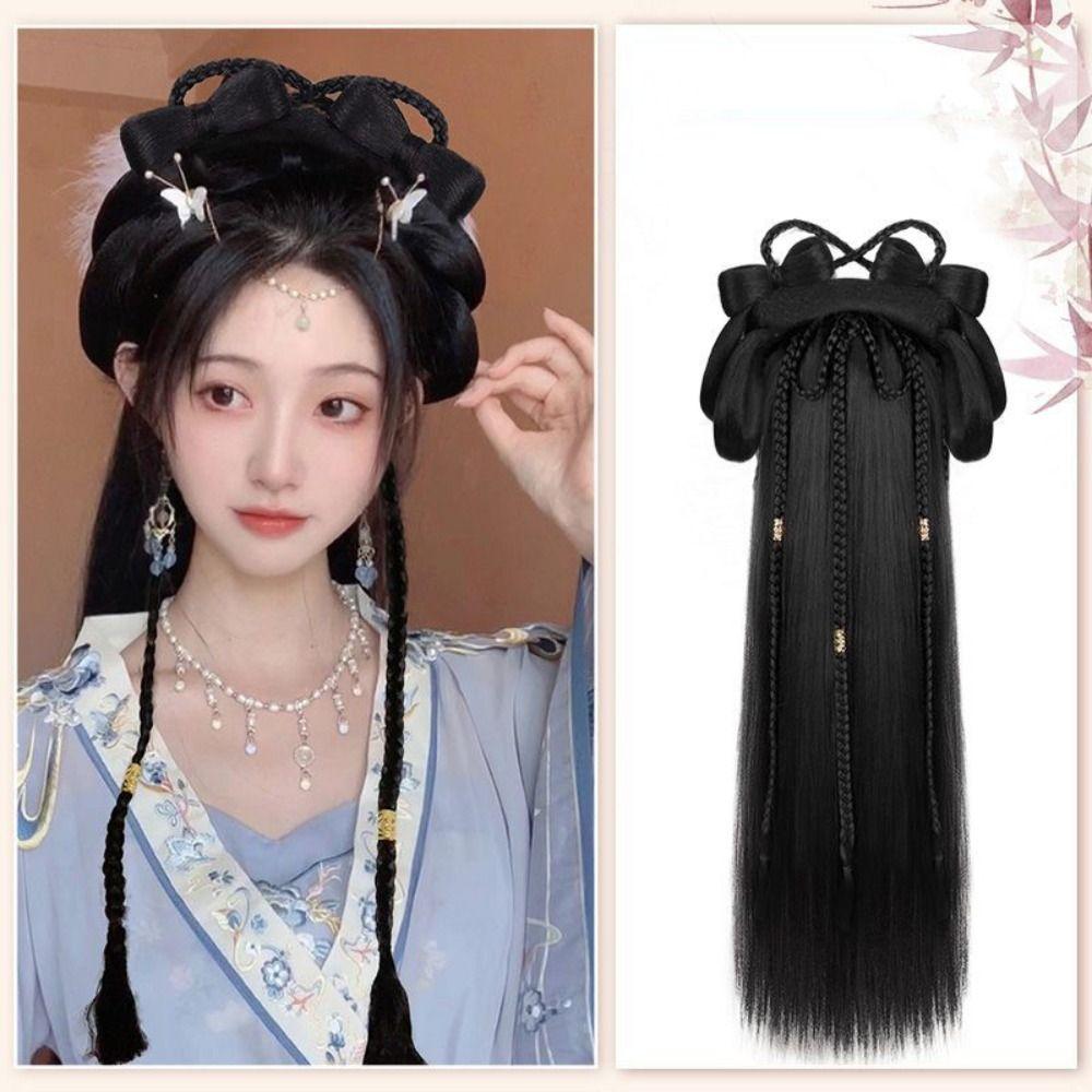 Vintage Headwear Hanfu Wig Headband Long Hanfu Cosplay HairPieces Chinese Ancient Wig Women