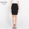 VOZZA Office Elastic Waist Pencil Stretch Mini Skirt Women's Knee-Length Skirt, (Size M, Black)