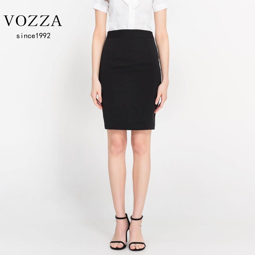 VOZZA Office Elastic Waist Pencil Stretch Mini Skirt Women's Knee-Length Skirt, (Size M, Black)
