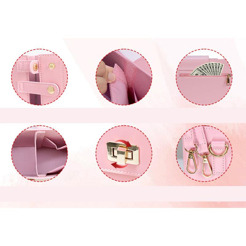 Women Water Bottle Carrier Portable Bag Phone Pocket Case Pu Leather Pouch Cups Handbag With Adjustable Shoulder Strap