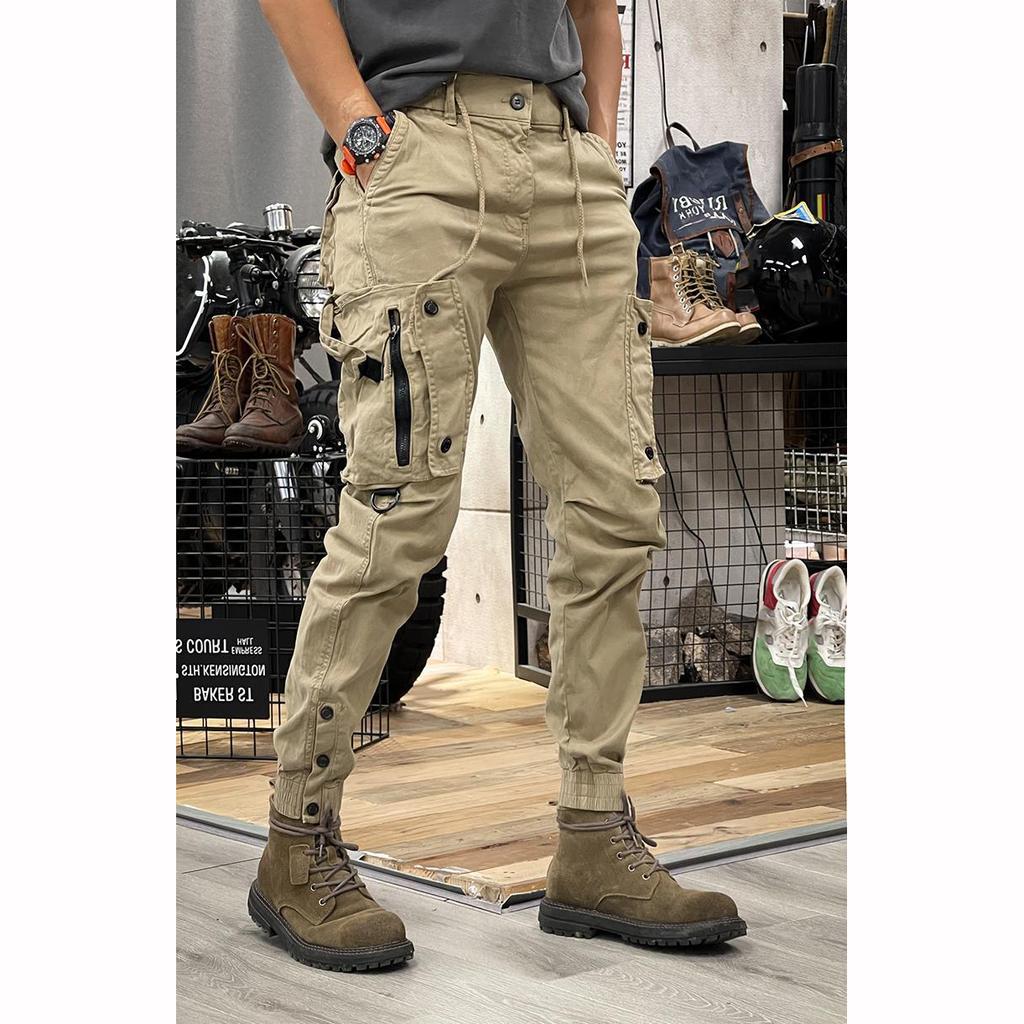 Spring Autumn American Pants Men's Straight Leg Outdoor Casual Pants Men's Drawstring Trousers Men