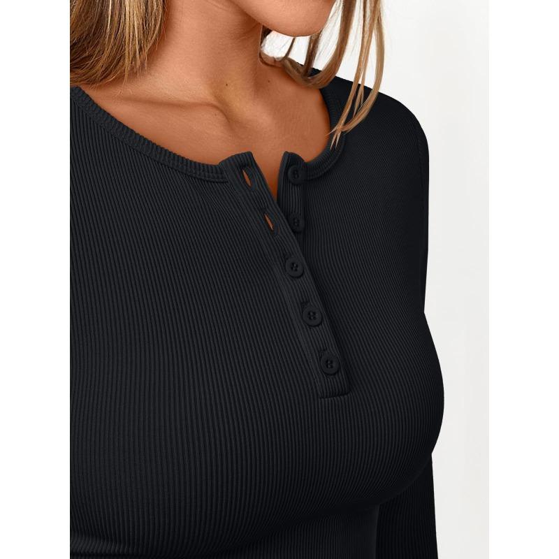TIFICY Camicette e camicie con scollo a V a maniche lunghe con stampa tinta unita primavera autunno moda casual da donna