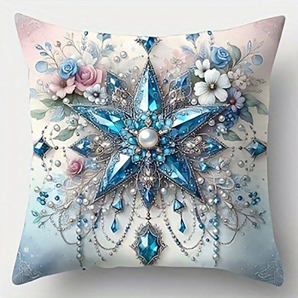 

Star Adorned with Flowers and PearlsSuitable for sofa car bedroom decorative cushion cover pillow cover 16x16Inch