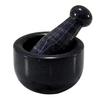 KLEO 3" Diameter Black Natural Stone Mortar and Pestle Set Spice, Medicine Pill Grinder Masher - Small Size
