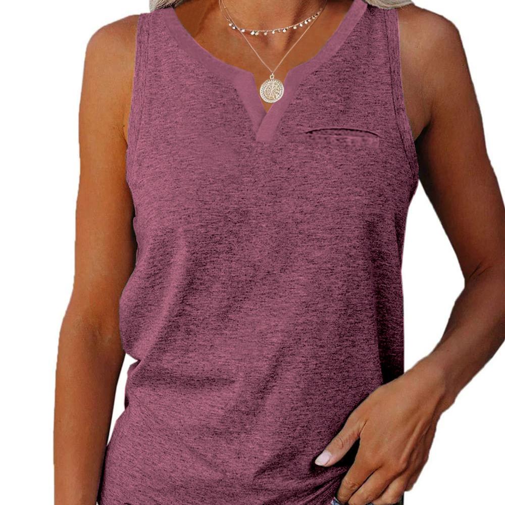 Spring and Summer New Vest V-neck Pocket Loose Casual Plus Size Top for Women