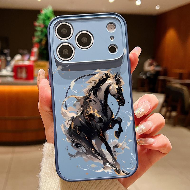 Running Horse Print Magnetic Phone Case For iPhone 17 Pro Max 16 15 14 13 Pro Max For Magsafe Wireless Charge Hard PC Back Cover