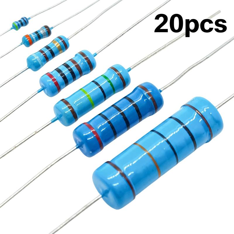 2W 1% Low Error Metal Film Resistor Assortment 20Pcs 1R-10M for PCB Design and Prototype Production