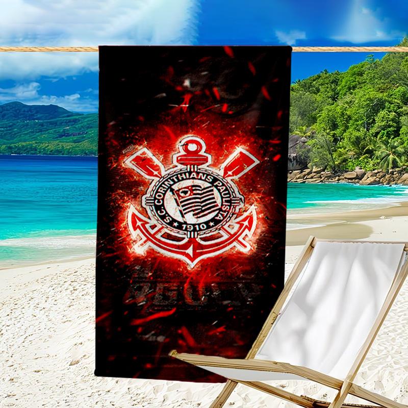 Sport Club Football Crest Printed Beach Towel, Super Soft Microfiber, Perfect Gift Birthday, for Pool, Beach, Travel, for family and friends