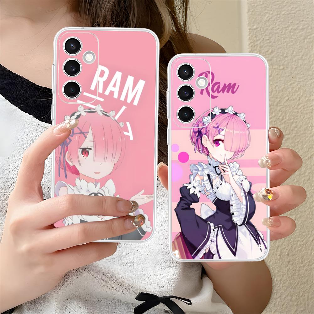 ReZero Ram Waifu Mobile Phone Case for Samsung Galaxy S25 S24 S23 S22 S21Plus FE Ultra Clear Colorful Cover Luxury Smartphone