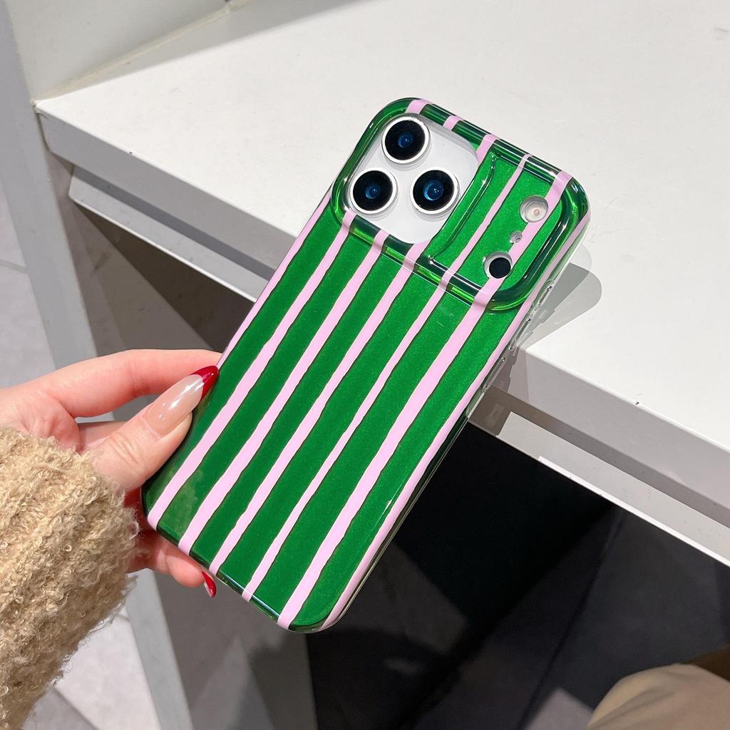 Niche Color Block Striped Half-Wrapped IMD Case for iPhone 17 Pro Max & Apple 16/14/15