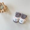 Calcetín cálido para bebé, calcetín hasta la pantorrilla con bucle de felpa de oso de muñeca de dibujos animados Kawaii para niño y niña, calcetín antideslizante para chico de invierno