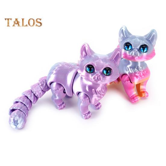 3D Printed Cat Figurine Movable Joints Cat Figure Articulated Animal Model Toy Home Office Bookshelf Desktop Decoration Ornament