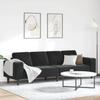 Living Room Sofa Black 250 x 77 x 76 cm