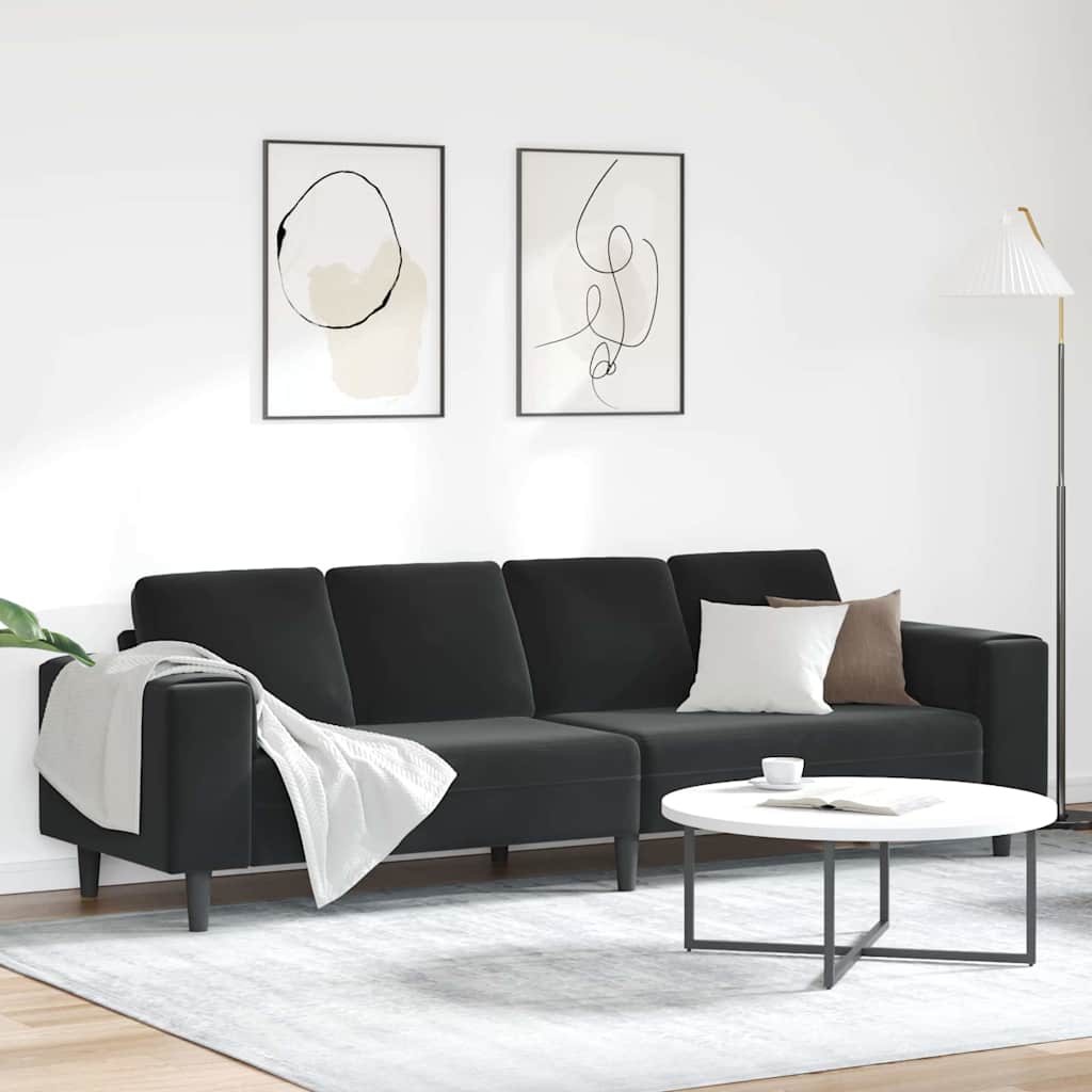 Living Room Sofa Black 250 x 77 x 76 cm