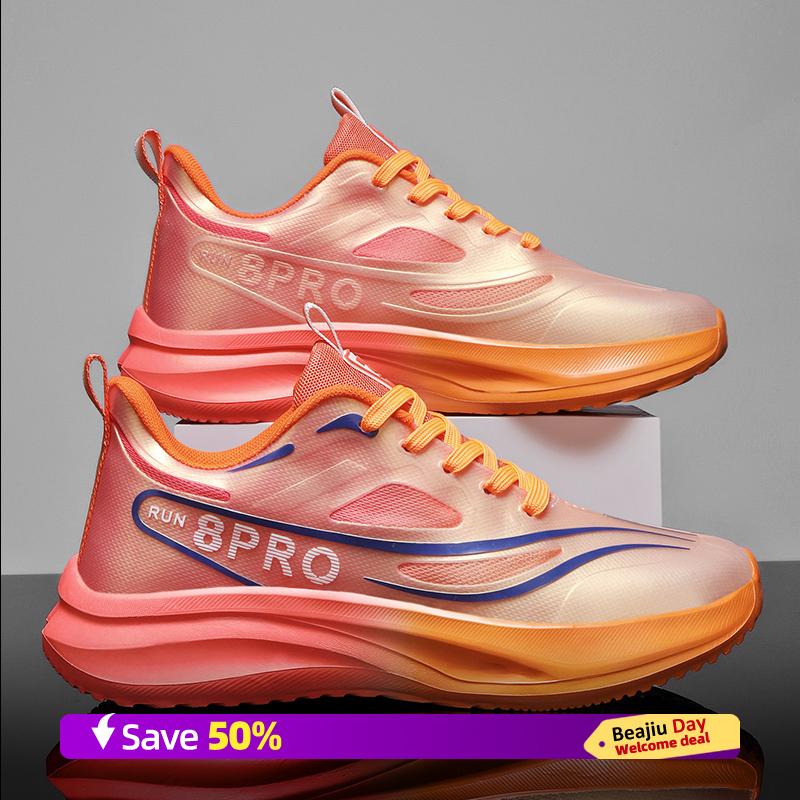 

Men Sports Running Shoes Casual Marathon Breathable Lightweight Women s Comfortable Athletic Nonskid Walking Sneakers Size 39-47 39 красный