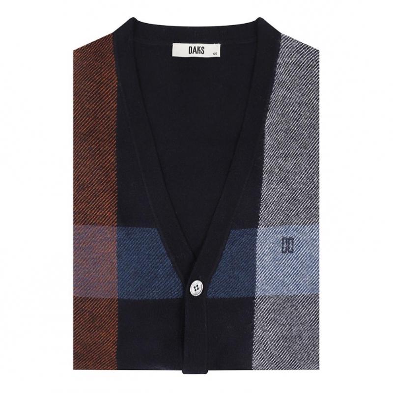 Daks Wool Blend Big Check Cardigan Dmp1swcd201n1