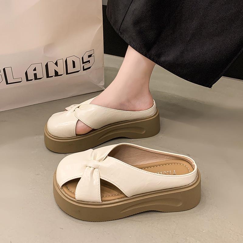 2025 summer thick-soled Mary Jane shoes women's new outer wear fashionable and versatile casual soft-soled non-slip bag head slippers
