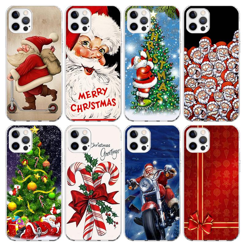 Christmas Santa Claus Present Phone Case For iPhone 17 Air 16 15 Pro Max 14 Plus 13 Mini 12 11 Cover 7 8 SE Silicone Shell Print