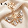 Anti-oxidation Keychain Pendant Sparkling Rhinestones Butterfly Design Key Chain with Lobster Clasp Backpacks Car Bags Decorative Accessory