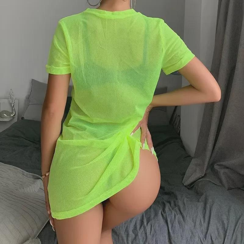 Sexy Fluorescent Mesh Crop Top - European & American Summer Fashion