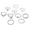 Fashion, Ethnic Style, Retro Metal Flower Leaf Twist Set, Ten-piece Set Ring