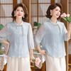 Stylish Chiffon Mid-Sleeve Top for Middle-Aged Women - Lightweight Summer Wear